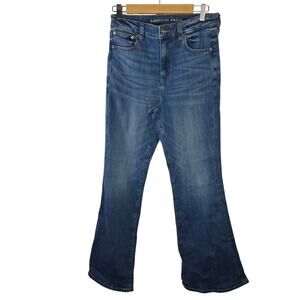 American Eagle Next Level Stretch Super Hi-Rise Flare Blue Denim Jeans Size 10